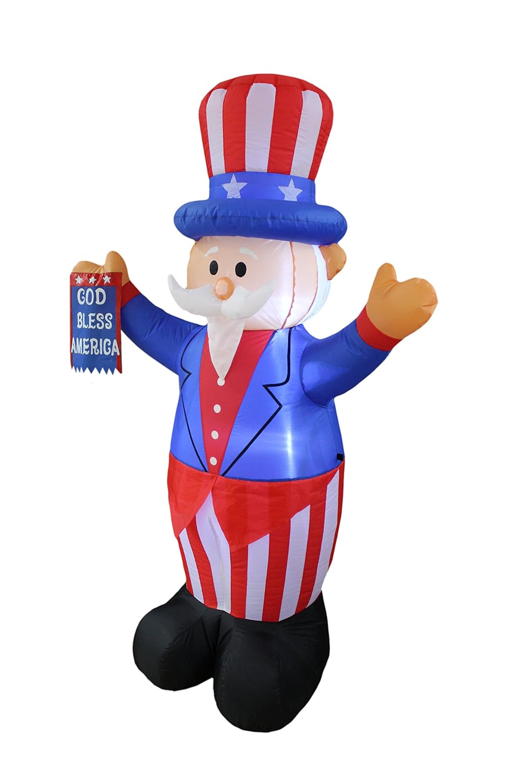 BZB Goods 6 Foot Tall Patriotic Independence Day 4th of July Inflatable Uncle Sam with God Bless America Flag LED Blow Up Lighted Decor Indoor Outdoor Holiday Art Decor Decorations