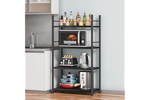 Denkee 4 Tiers Kitchen Bakers Rack, Heavy Duty Free Standing Baker's Rack for Kitchens with Storage, Upgraded Industrial Microwave Stand Rack (22.83 L x 14.96 W x 48.85 H)