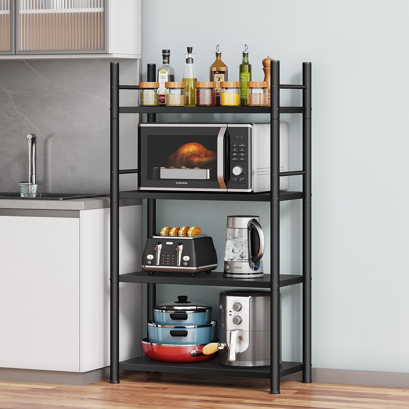 Service Rack In Kitchens Mua Denkee 4 Tiers Kitchen Bakers Rack, Heavy Duty Free Standing Baker ...