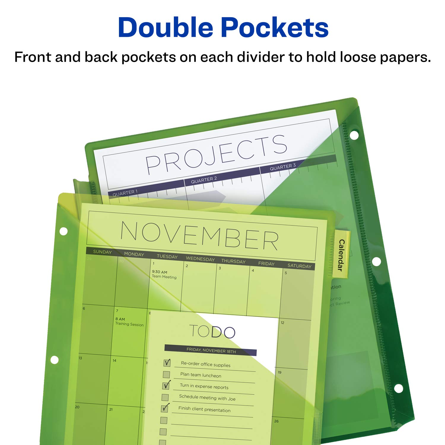 Avery 8Tab Plastic Binder Dividers with Pockets, Insertable Multicolor