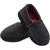 LA PLAGE Slippers for Boys Little/Big Kid House Shoes Warm Cotton Winter Cozy Indoor Slip-on Slippers with Hard Sole