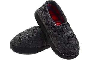 LA PLAGE Slippers for Boys Little/Big Kid House Shoes Warm Cotton Winter Cozy Indoor Slip-on Slippers with Hard Sole