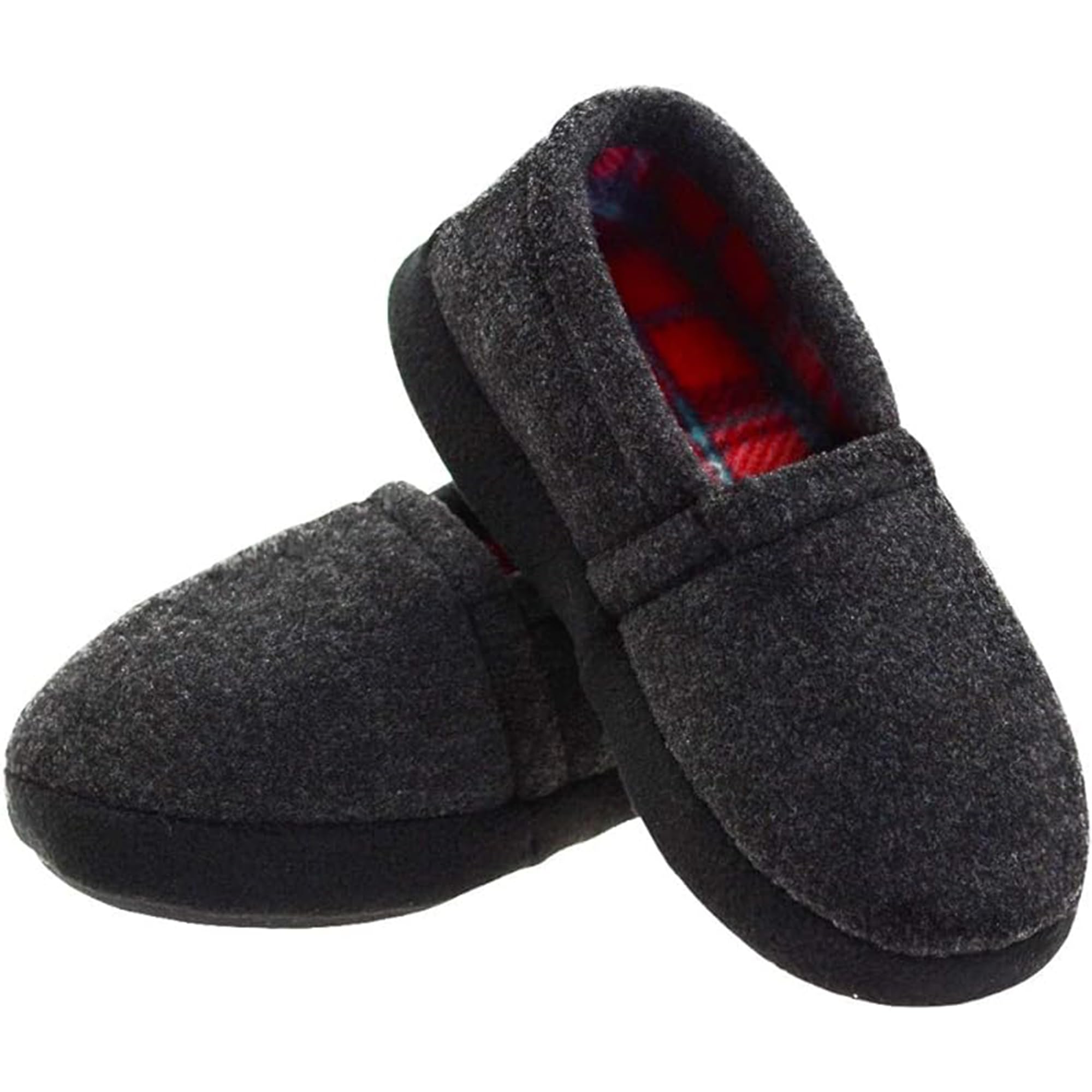 Photo 1 of LA PLAGE Slippers for Boys Little/Big Kid Bedroom House Shoes Warm Cotton Winter Cozy Indoor Slip-on Slippers with Hard Sole Size 2-3 US Gray