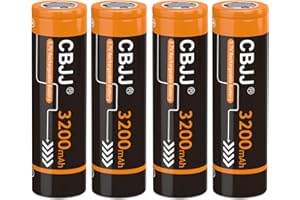 CBJJ 18650 Rechargeable Battery 3.7 Volt 18650 Batteries 3200mah Flat Top 18650 Li-ion Battery for Flashlight, 4Pcs 0318