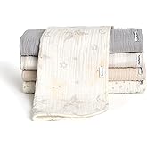 Gerber Baby Unisex Muslin Burp Cloths 5-Pack, Multi Stars, Large Size 20" x 10"