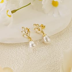 Trinckle Gold Bridesmaid Earrings, Gold Pearl