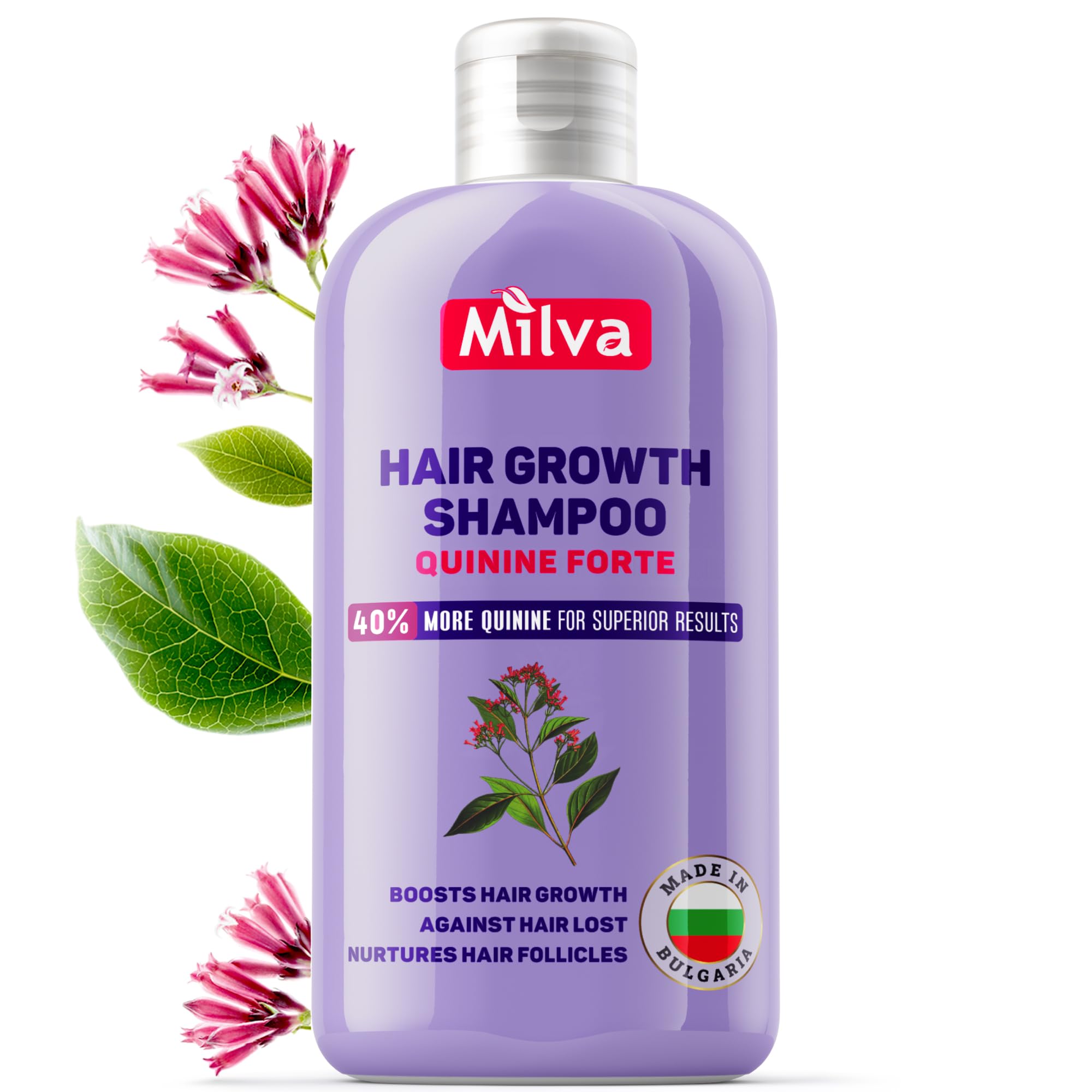 Milva Hair Growth Shampoo with Quinine Extract FORTE - 200ml Strengthening Anti-Hair Loss Shampoo for Women and Men that Nourishes Scalp and Follicles - Thickening Treatment for Fine & Thinning Hair