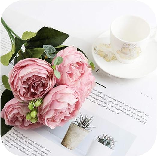 Amazon Co Jp ウェディングブーケ 30センチメートル牡丹人工バラの花のブーケピンクのシルク牡丹の花嫁持株花の結婚式 ホームデコレーションパーティー春diy屋内フェイク ホーム キッチン