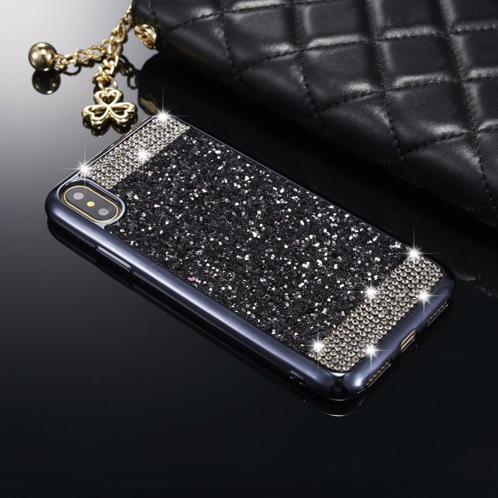 ZCDAYE Case for iPhone XS Max,Luxury Bling Glitter [Crystal Rhinestone Diamond] Soft TPU Rubber Silicone [Electroplating Edge] Shockproof Protective Case Cover for Apple iPhone XS Max - Black