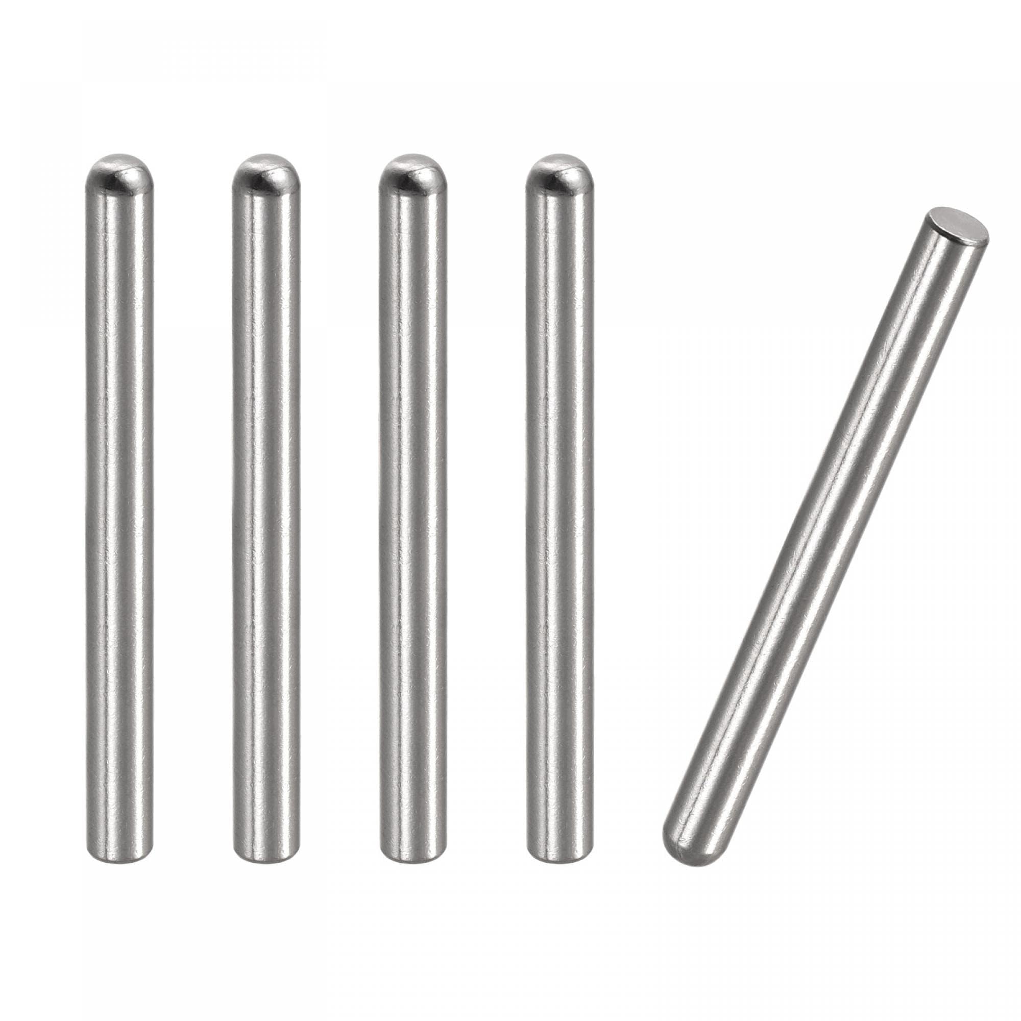 TOP-VIGOR 5Pcs 6mm x 60mm Dowel Pins, 304 Stainless Steel Round Head Flat Chamfered End Shelf Pegs Support Fasten Elements Silver Tone