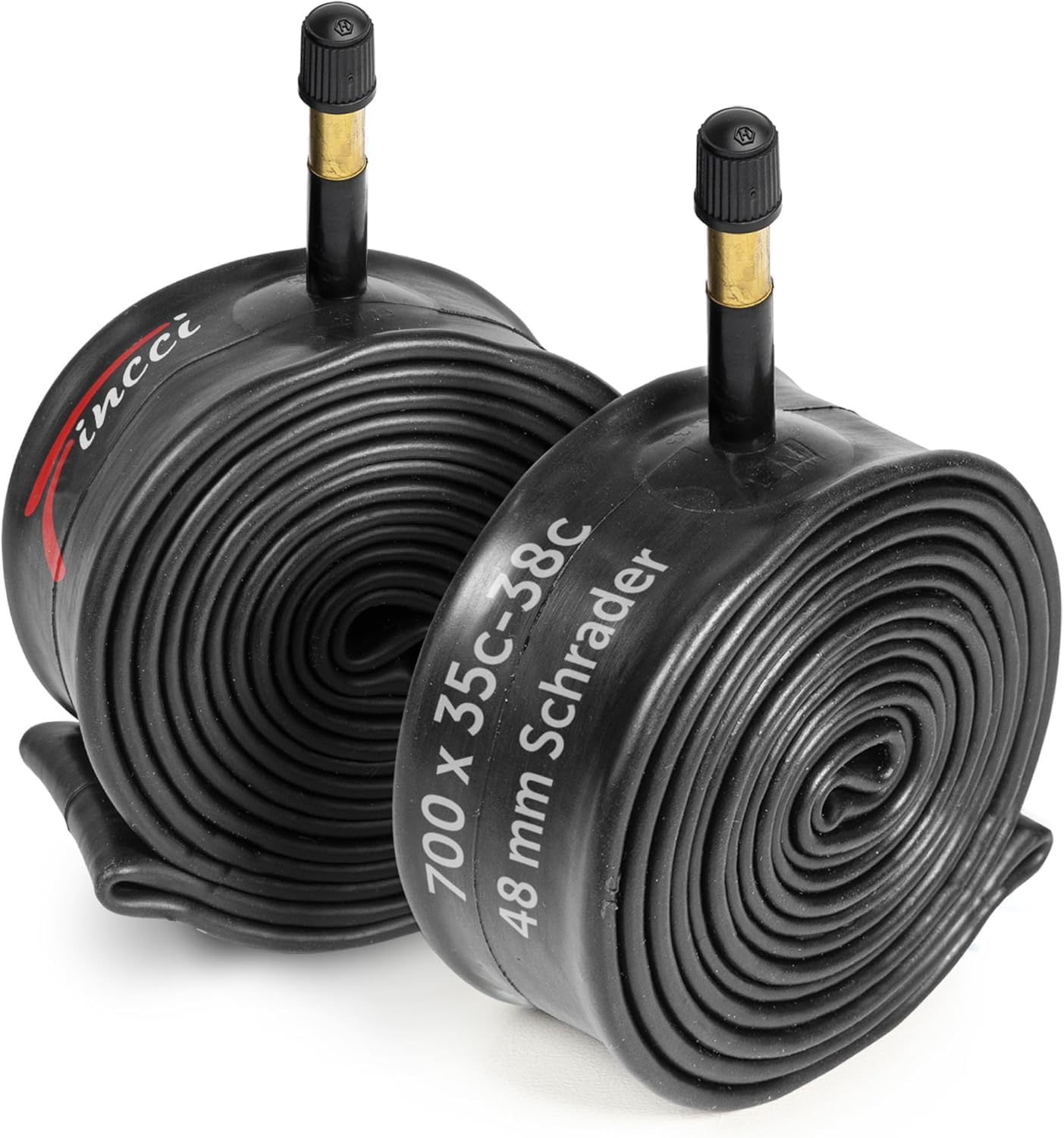 Fincii Bicycle Inner Tube 700c x 32c x 35c x 38c - Pair of Gravel Inner Tubes 28" inch with 48 mm Schrader Valve for City, Road, Electric, Hybrid, Folding Bike - Pack of 2 accessories for tires 622