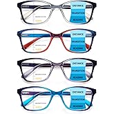 4 Pack Progressive Multifocus Reading Glasses for Women Men Spring Hinge Blue Light Blocking Readers