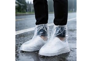 12 Pairs Waterproof Shoe Covers for Rain, Non-Slip Disposable Plastic Shoe Ponchos Boot Covers Waterproof, Clear Heavy Duty R
