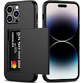 Nvollnoe for iPhone 14 Pro Max Case with Card Holder Black | Heavy Duty Protective Dual Layer Shockproof Hidden Card Slot, Slim Wallet Cover for iPhone 14 Pro Max for Women&amp;Men
