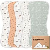 Organic Burp Cloths Baby Boy & Girl - 5-Pack Super Absorbent Cotton Burping Cloths for Babies, Soft & Plush Newborn Spit Up R