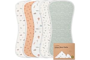 Organic Burp Cloths Baby Boy & Girl - 5-Pack Super Absorbent Cotton Burping Cloths for Babies, Soft & Plush Newborn Spit Up R