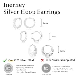 Inerney Sterling Silver Hoop Earrings Set for