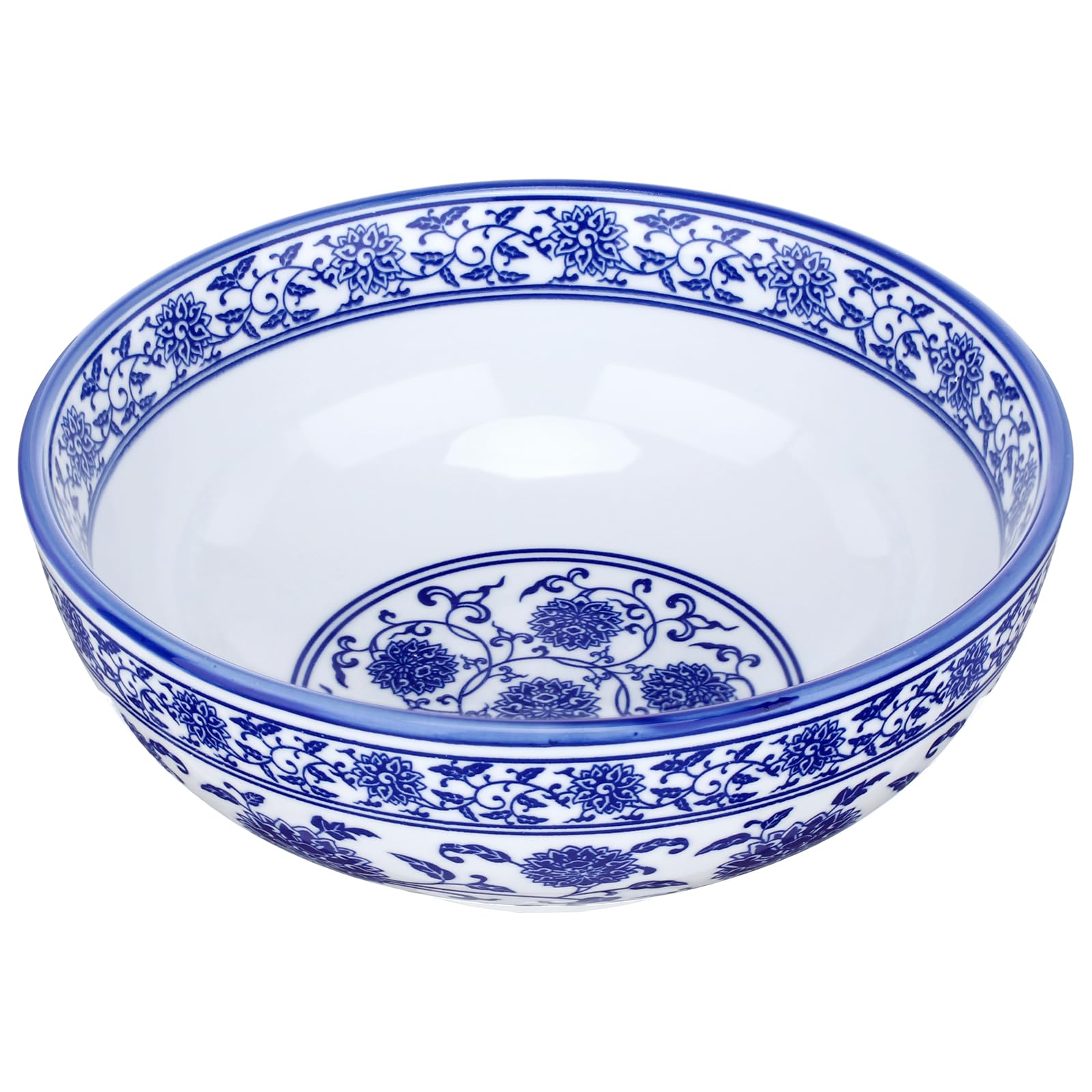 Cabilock Ceramic Noodle Bowls Large Serving Bowl Chinese Style Ramen Bowls Blue and White Porcelain Soup Bowl Udon Asian Rice Bowl for Home Kitchen Use (8Inch)