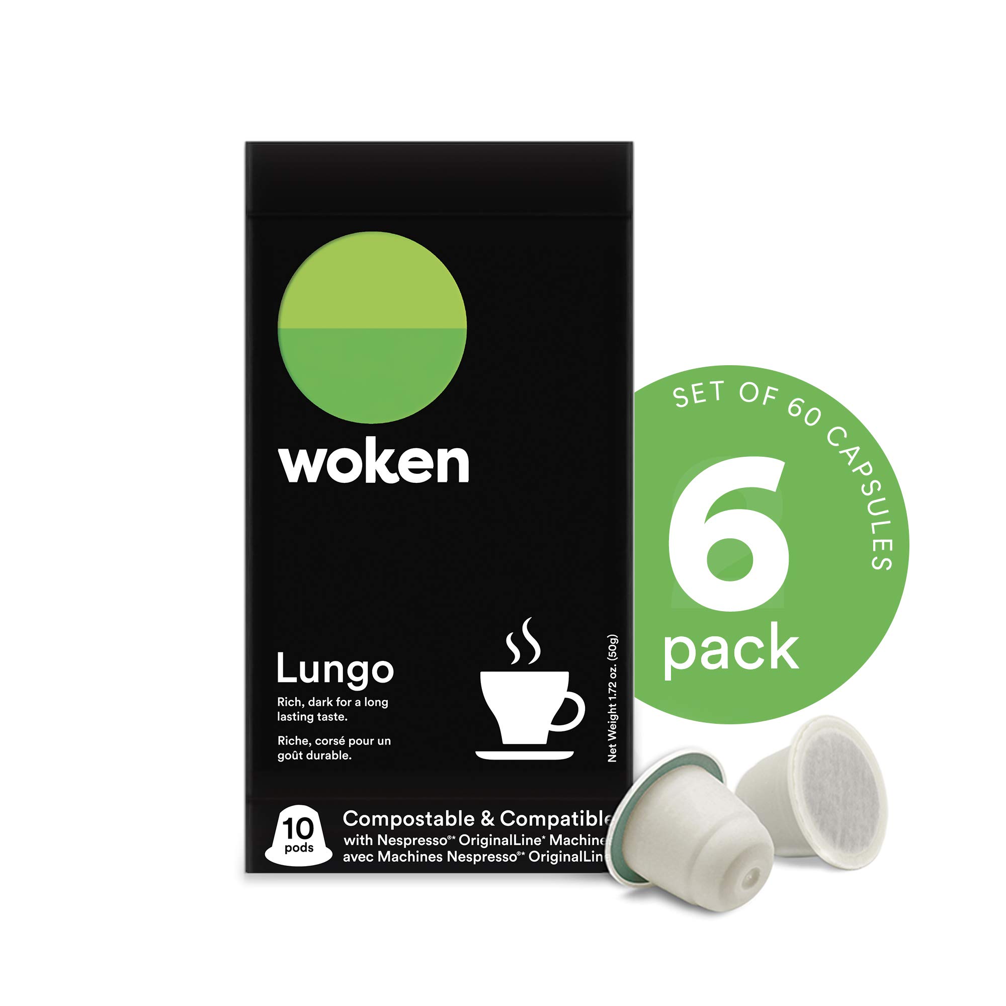 WOKEN ECO Italian Espresso 60 Pods 100 Compostable & Biodegradable