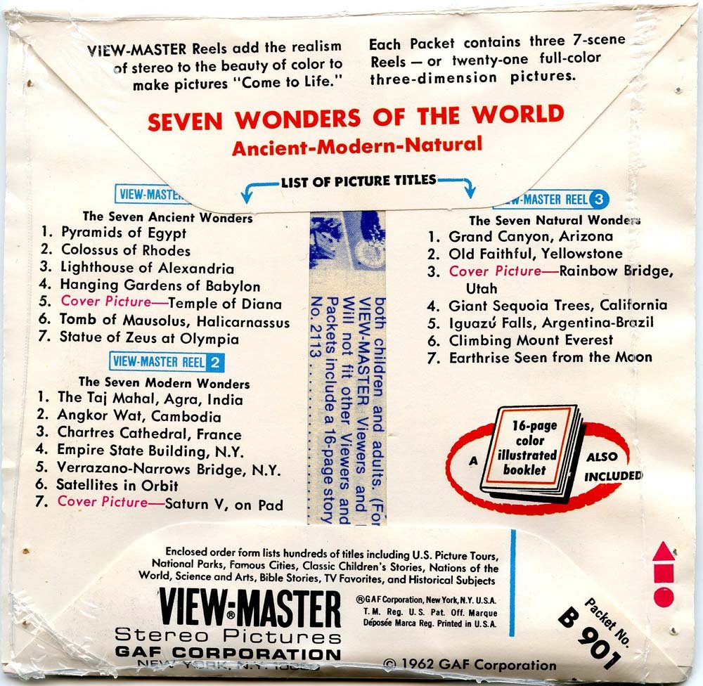 Classic ViewMaster - World Travel - The Seven Wonders of the World - ViewMaster Reels 3D