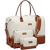 CLOKARS Travel Bag for Women, Weekender Bags Large Carry On Overnight Bag Duffel with Separate Shoes Compartment & Strap, Hospital Bags for Labor and Delivery, Beige Brown