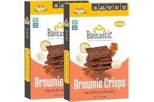 Bantastic Brownie Keto Snack, Salted Caramel Crisps - Crunchy Thin, Naturally Sweet Sugar Free Brownies Snack, Gluten Free, Low Carb, Dairy Free, 3 Oz Ea (Pack of 2)