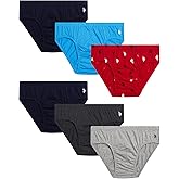 U.S. Polo Assn. Mens Underwear Briefs - 6 Pack Cotton Tag Free Low Rise Briefs Underwear for Men Pack with Contour Pouch