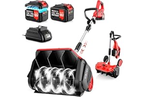 DENQIR 17"Cordless Snow Shovel with Wheels, 9000mAh Brushless Electric Snow Blower Battery Powered, 20-30FT Throw Distance/Larger Snow Removal,12lb Lightweight Snow Thrower for Driveway/Steps/Patio/Sidewalk
