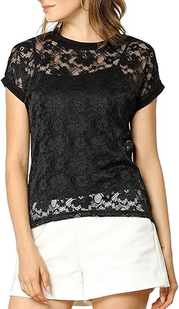 Women's short sleeve lace top Clearance