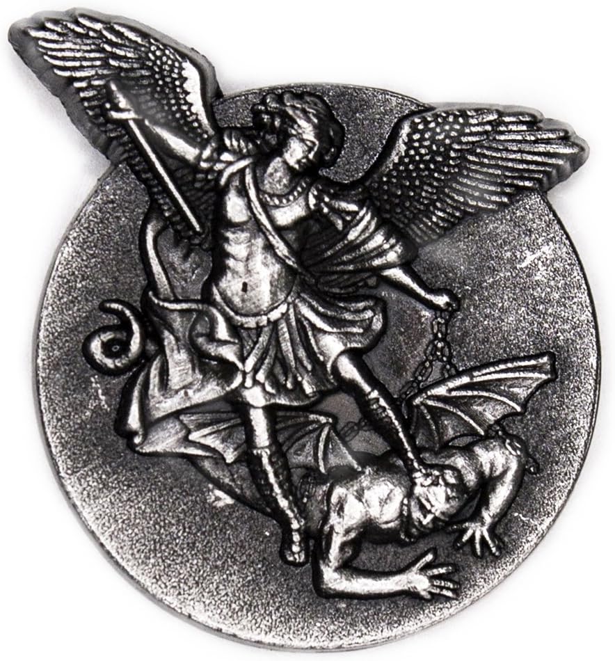 20mm - 23mm Saint Michael Lapel Pin SILVER Antique