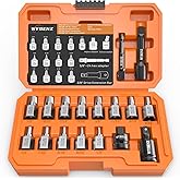 17Pcs Screw Extractor Set, 3/8" Inch Drive Multi-Spline Screw Extractor Kit | Easy Out Bolt Extractor Set,Bolt Remover for Stripped Broken Bolts, Nuts &amp; Screws, with Extension &amp; Adapter Accessories