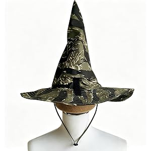 Hanglong Tactical Magic Hat Camouflage Wizard Hat Integrated Hat with Large Brim Cosplay