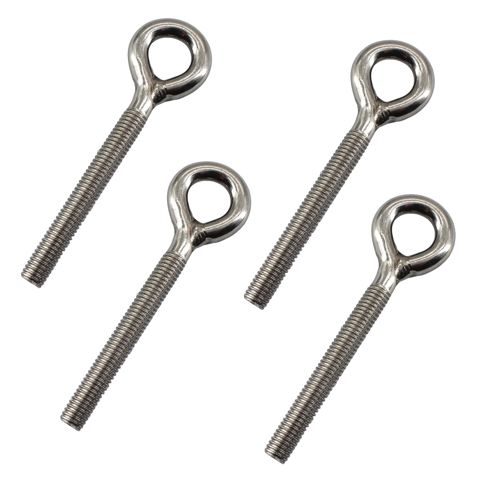 4Pcs Stainless Steel M12 Eye Bolt Long Shank Threaded Rod Ringbolt Closed Ring Eyelet Bolt