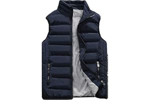 Vcansion Men's Outdoor Casual Stand Collar Vest Padded Jacket Coat Vest