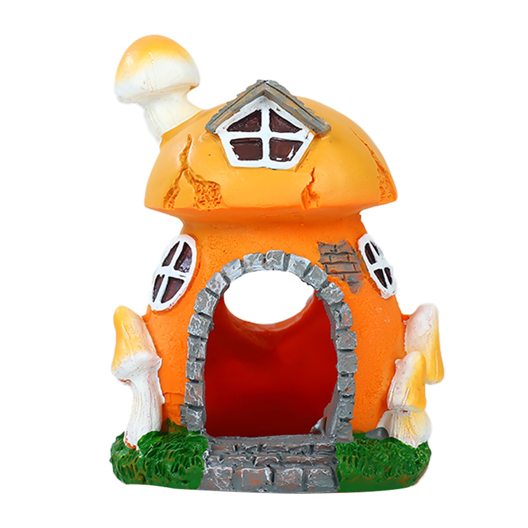 Umimiss Fish Tank Decorations - Fish Tank Ornaments, Fantasy Aquarium Ornaments with Detailed Mushroom Roof, Stone Door and Windows, Safe Resine Decor for Tropical and Goldfish Tanks