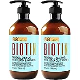 Biotin Shampoo and Conditioner Set - Volume Boosting Formula for Men and Women to Help Thinning Hair - Sulfate and Paraben Free with Thickening Properties - Volumizing Products to Improve Fullness