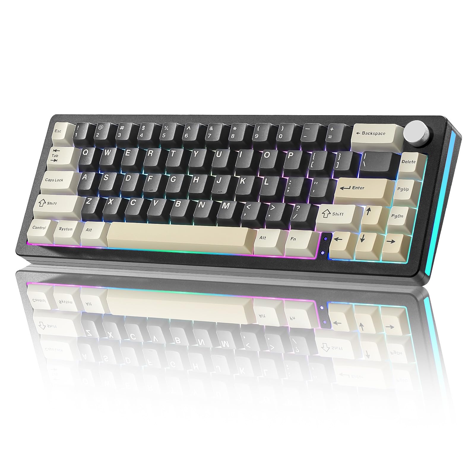 Photo 1 of YUNZII AL66 Wireless Mechanical Keyboard,Full Aluminum CNC,65% Knob Control,Bluetooth/2.4G/Wired,Hot Swappable Pre-lubed Switches,Gasket Mounted RGB for Win/Mac(Milk Switch, Black)