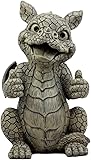 Ebros Whimsical Good Job Thumbs Up Dragon Garden Statue Faux Stone Resin Finish 10" H Dungeons and Dragons Mythical Fantasy Sculpture Guest Greeter Home Decor