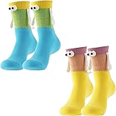 NUVCELKA Magnetic Holding Hands Socks - Funny Crazy 3D Doll Cotton Socks, Gift for Couples Friends Kids and Adults