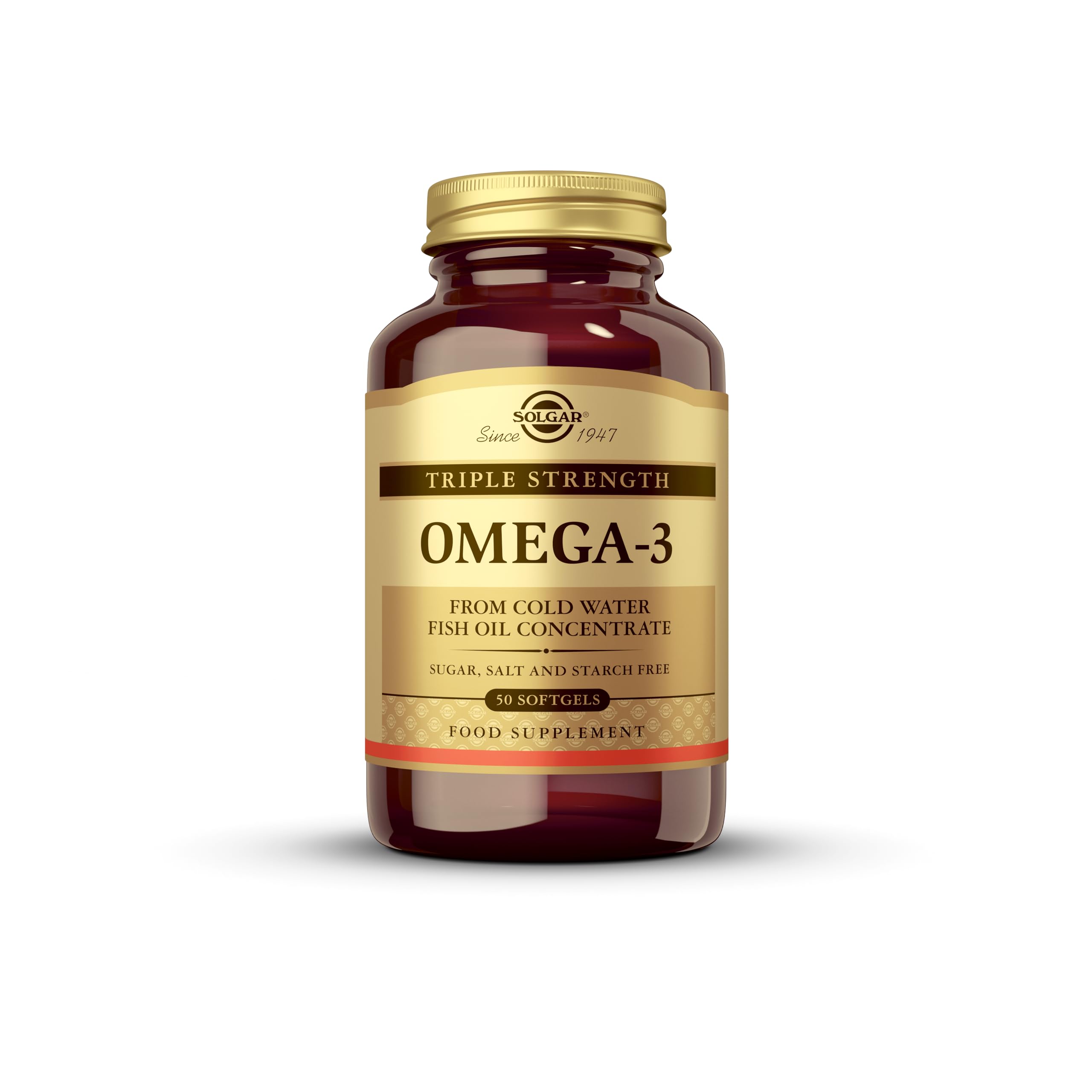 Solgar Triple Strength Omega 3 - Supports Brain & Eyes - Heart Health Friendly - Fish Oil - 50 Softgels