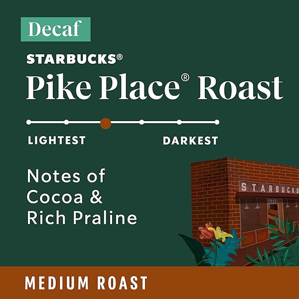STARBUCKS GROUND COFFEE, MEDIUM ROAST HOT OR ICED COFFEE, DECAF PIKE PLACE ROAST, SIX 12 OZ BAGS​