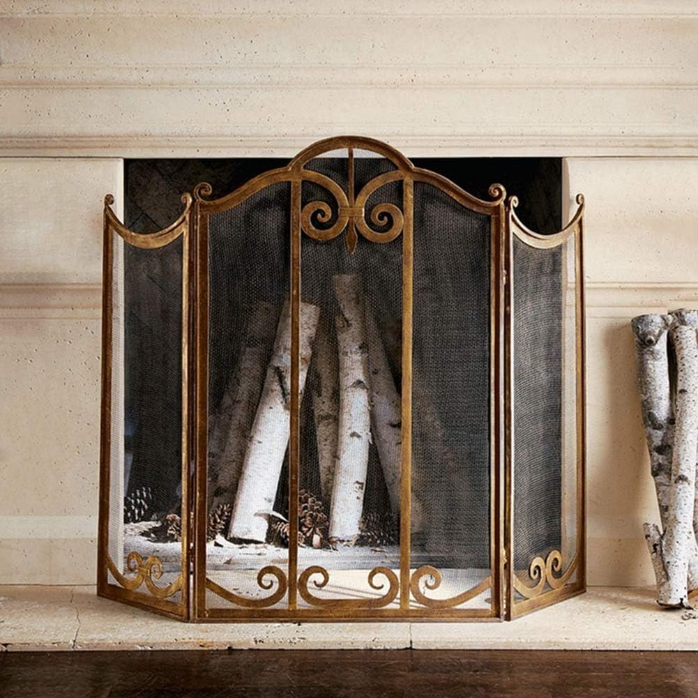 Pantalla Chimenea Hierro Forjado Cubierta de Protección Contra Chispas