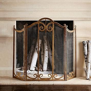 Pantalla Chimenea Hierro Forjado Cubierta de Protección Contra Chispas