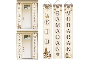 SINGOMON Ramadan Eid Mubarak Banner and Decorations Muslim Door Couplets Welcome Porch Signs Ramadan Decorations for Home, Is