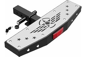 LONGSUN Hitch Step for 2" Receiver – Textured Black Stainless Steel Bumper Guard with Anti-Theft Lock, Reflector, 600lbs Load Capacity