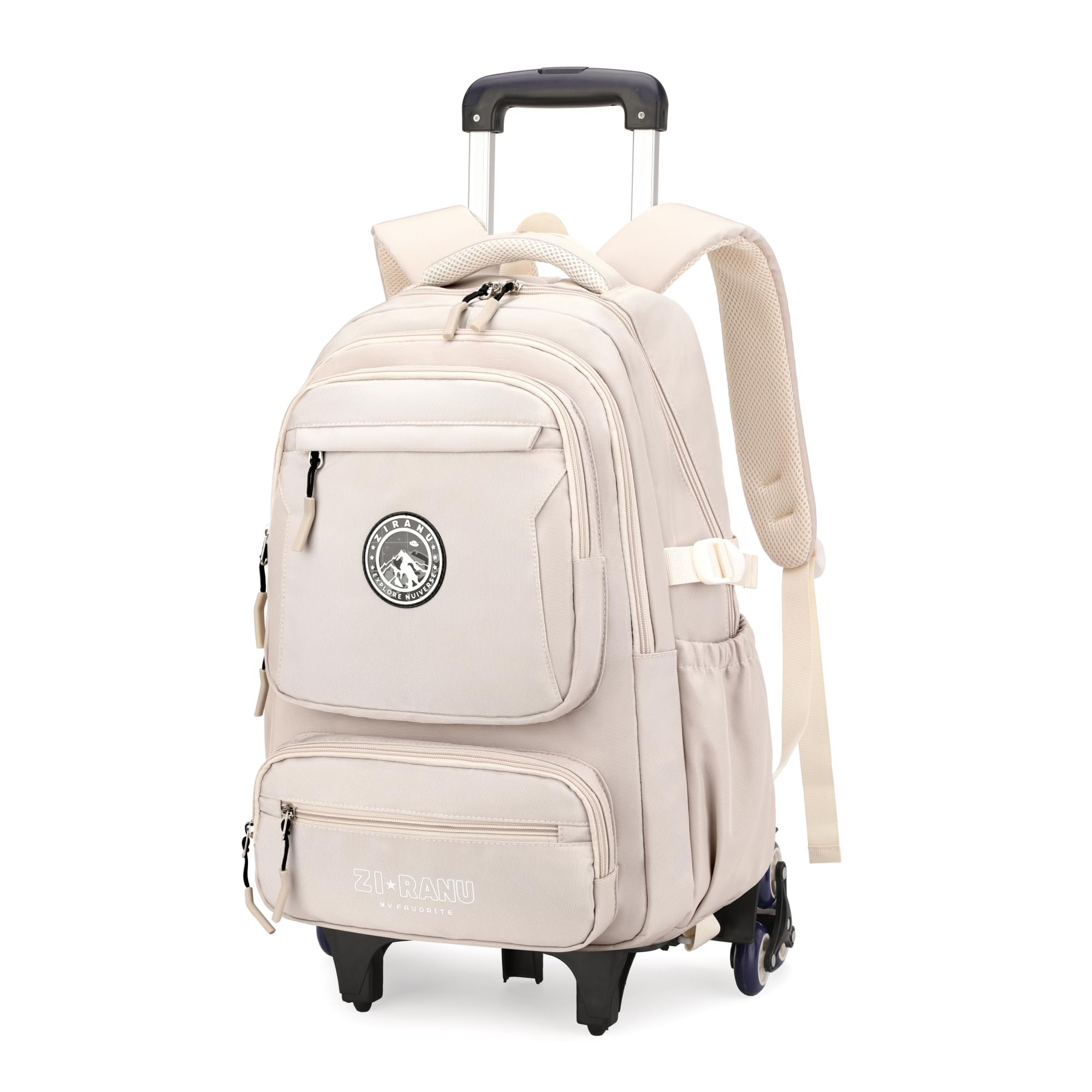 Photo 1 of GRUOTEIS Rolling Backpack for Boys Girls Elementary Middle School Bags, Boys Roller Backpack with 6 Wheels, Beige