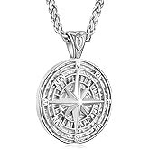 AZFVBQL Compass Pendant Stainless Steel Navigator Compass Necklace for Men's Graduation Jewelry Gifts