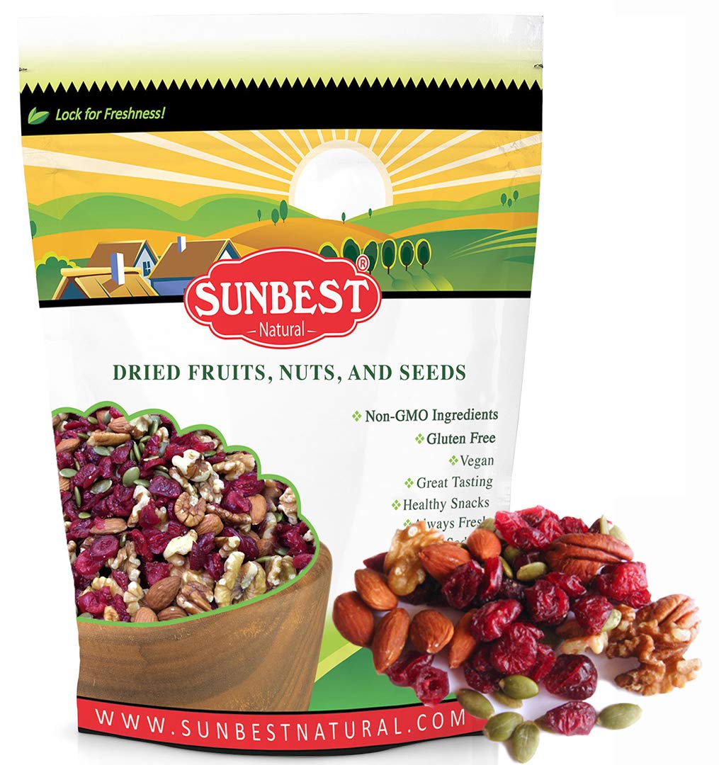 Sunbest Natural Omega-3 Trail Mix – 2 lb Bulk Bag – Mixed Nuts, Seeds & Dried Fruits – Non-GMO, Vegan, Healthy Snack – Perfect for On-the-Go & Outdoor Adventures