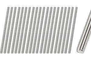 HiPicco Fully Threaded Rod M6 x 25mm 1mm Thread Pitch, 20 Pack 304 Stainless Steel Right Hand Threaded Rods Bar Studs for Fur