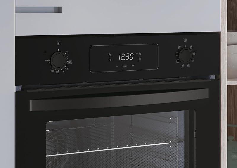 Idea FIDCP N625 L, Horno Multifunción, 70L, 2 Bandejas y 1 Rejilla, Ventilador Radial, Limpieza Aquactiva, Convección + Ventilador, 8 Funciones, Mandos Push&Pull, Puerta Doble Cristal, Negro